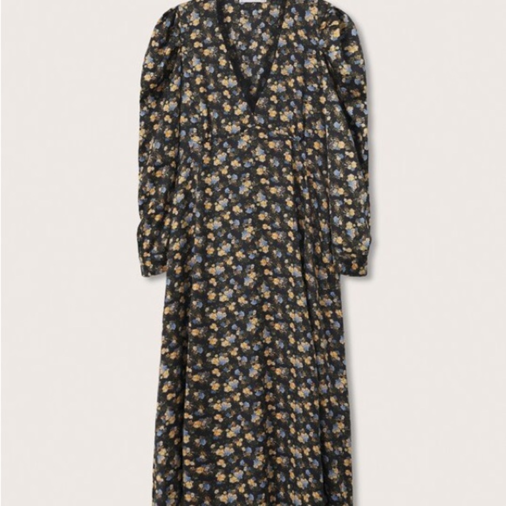 Mango Black Long Sleeve V-Neck Sundress